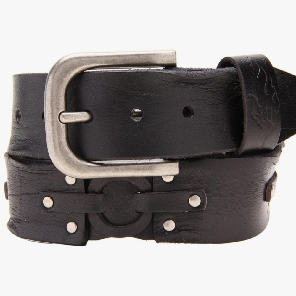 NWT- BED|STÜ Holste Black Distressed Genuine Leather O-Ring Belt